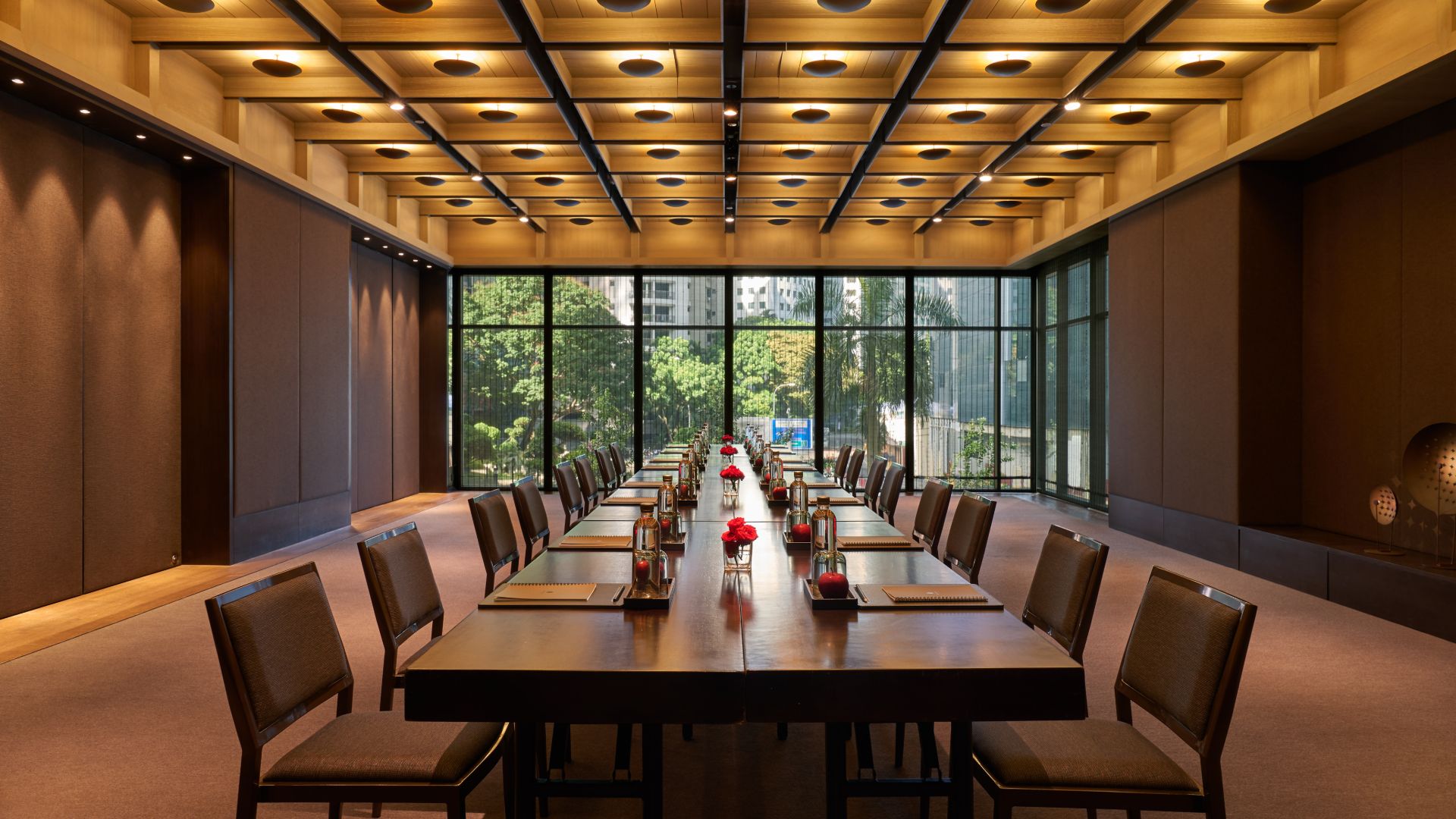 Banquet tables in a meeting room at The RuMa Hotel & Residences