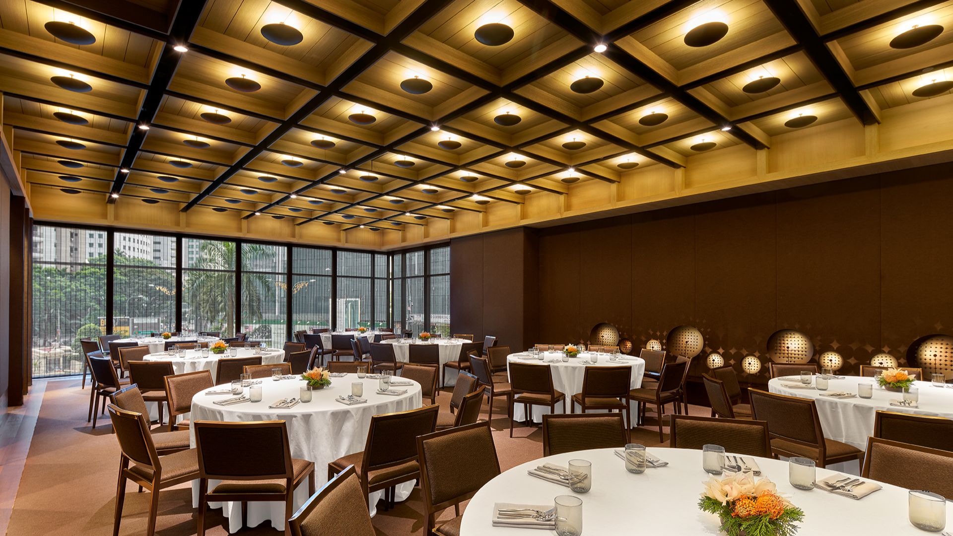 Banquet tables in a meeting room at The RuMa Hotel & Residences