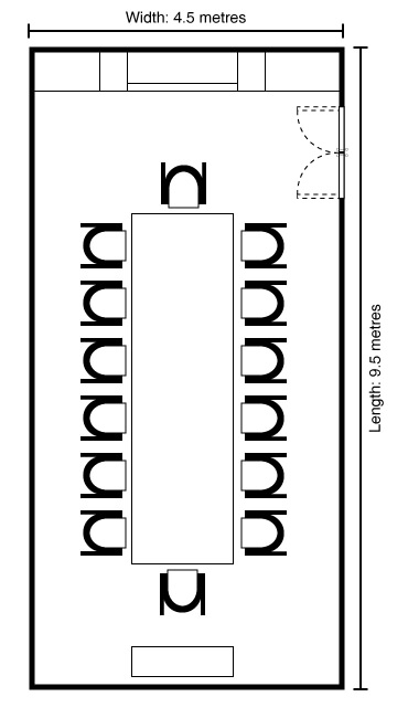 Floor plan of the Boardoom arrangement at The RuMa Hotel and Residences