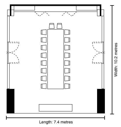 Floor plan of the Pavilion 2 Meeting Room at The RuMa Hotel and Residences