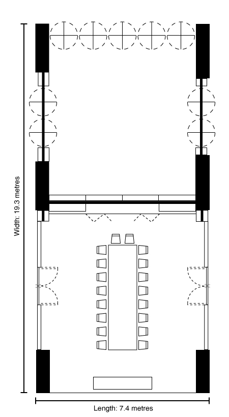 Floor plan of the Pavilion Meeting Room at The RuMa Hotel and Residences