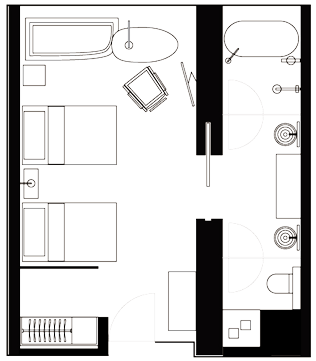 Grand Room Twin Bed Floorplan